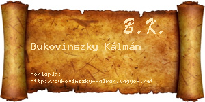 Bukovinszky Kálmán névjegykártya